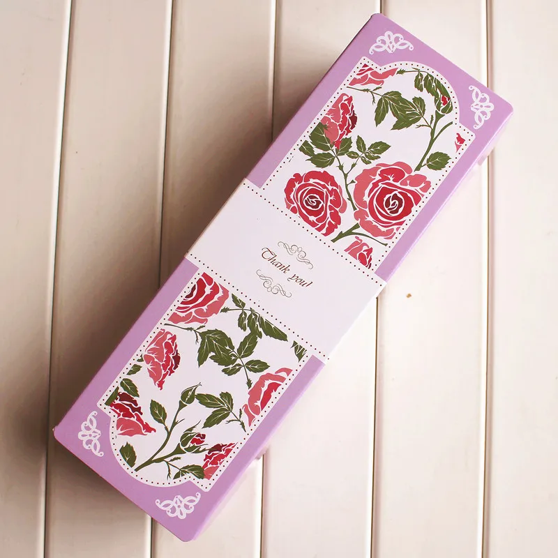 

Purple rose decoration long cookie biscuit dessert box candy gift packing boxes favor party supplies