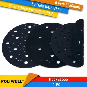 6-дюймовая (150 мм) 53-отверстие, тонкая защита поверхности, интерфейсная прокладка для шлифовальных колодок и шлифовальных дисков на крючках и петлях