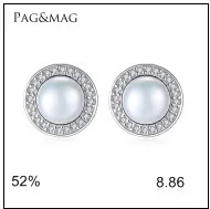 PAG& MAG горячая Распродажа, очаровательное 925 пробы Серебряное геометрическое CZ проложенное пресноводным жемчугом серьги-капли для женщин Классические Вечерние