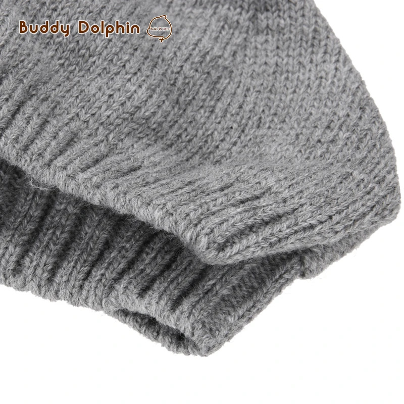 New Cotton Baby Cute Rabbit Ear Knitted Crochet Hats Toddler Winter Warm Beanie Caps Boy Girls Solid Color Hat For 0-3Y Old . | Детская