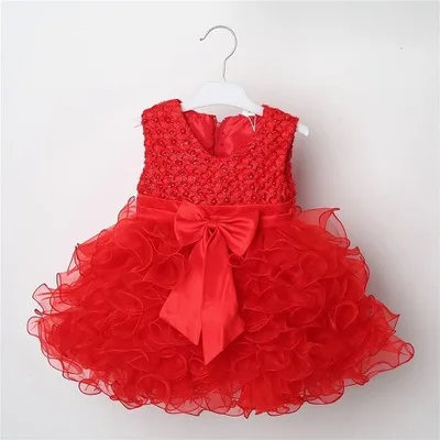 Платье для новорожденных 1 год рождения детская одежда кружевное бальное платье