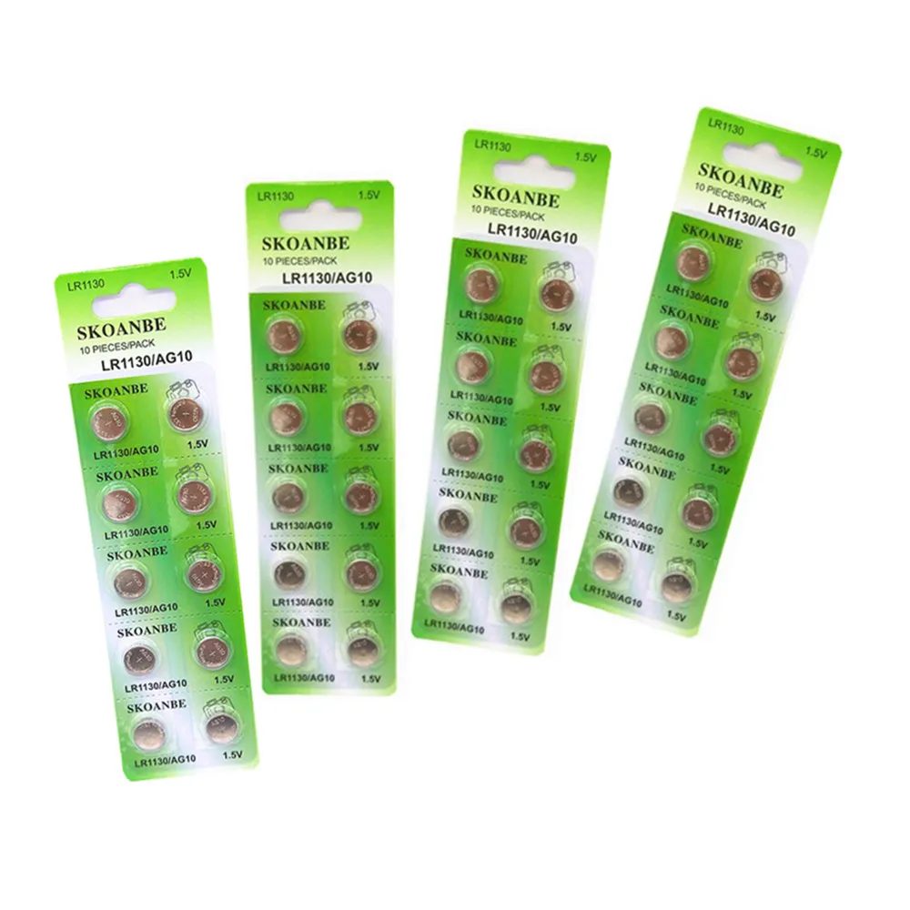 TBUOTZO зеленые новые батареи для часов 10 шт. 1,55 в L1131 AG10 LR54 LR1130 389 189 щелочные батареи кнопка ячейка монета