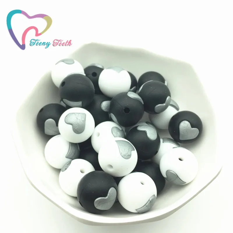 

Teeny Teeth 100 PCS Silicone Heart Shape Beads Craft Supplies & Tools Baby Shower Toys Food Grade Necklace&Bracelet Heart Beads