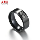Мужские кольца с лотосом из титановой стали Auxauxme, обручальные простые черные кольца 8 мм, ювелирные изделия, Прямая поставка