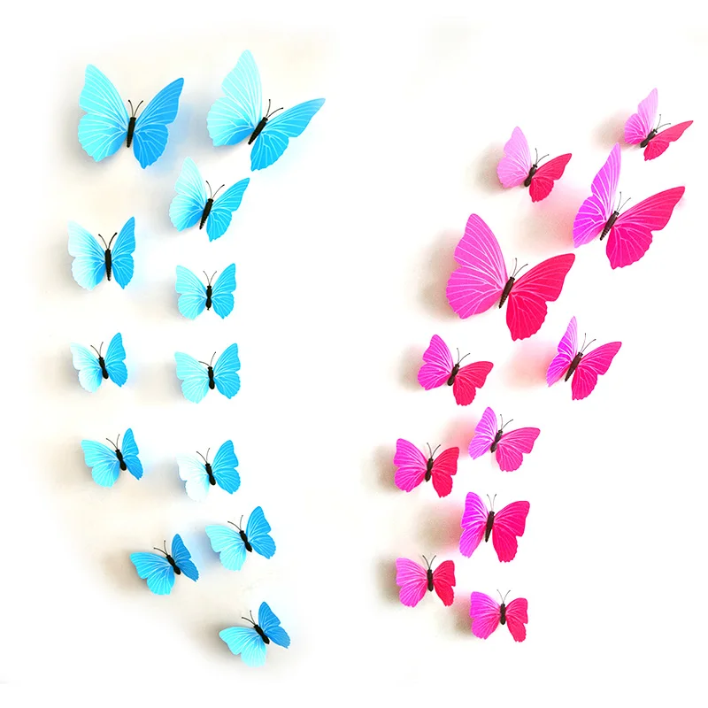 12 шт. 3D ПВХ бабочки магниты DIY Наклейка на стену для домашвечерние ринки свадьбы