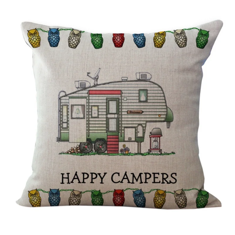 as show Хлопок и лен с принтом наволочка Винтаж Camper дорожный прицеп домашний декоративный бросок наволочка - Цвет: as show