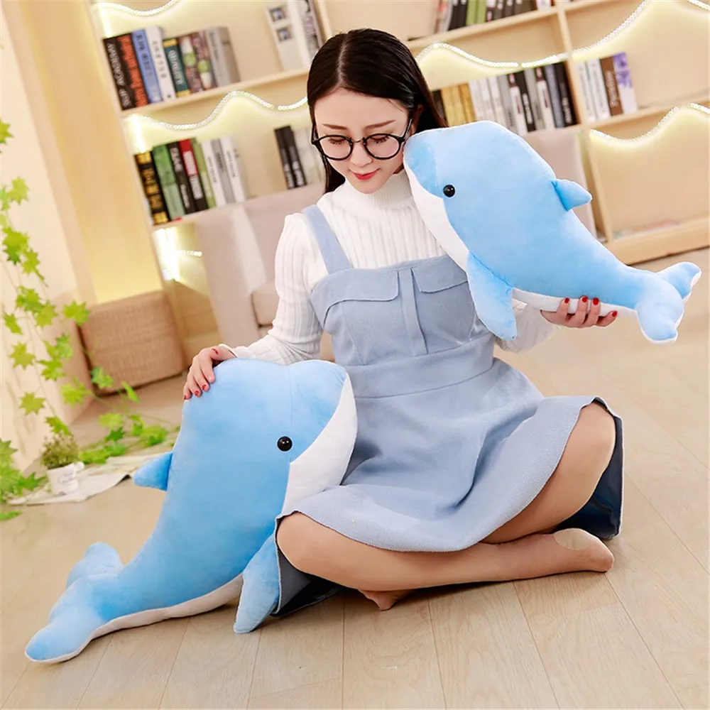 

40/60cm Kawaii Soft Dolphin Plush Toys Dolls Stuffed Down Cotton Animal Nap Pillow Creative Kids Toy Christmas Gift for Girls