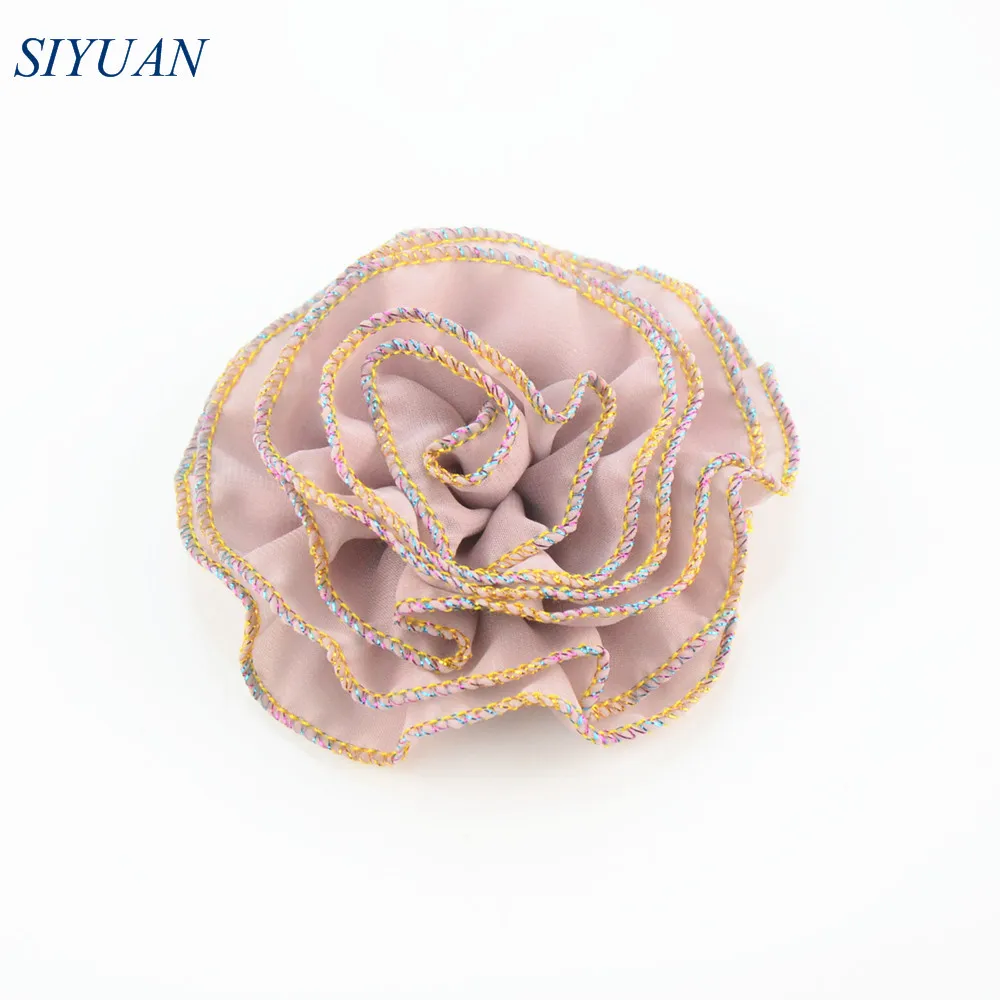 Шифоновый цветок с оборками и оверлоком 28 шт./лот|chiffon flowers|chiffon hair flowerhair flower |