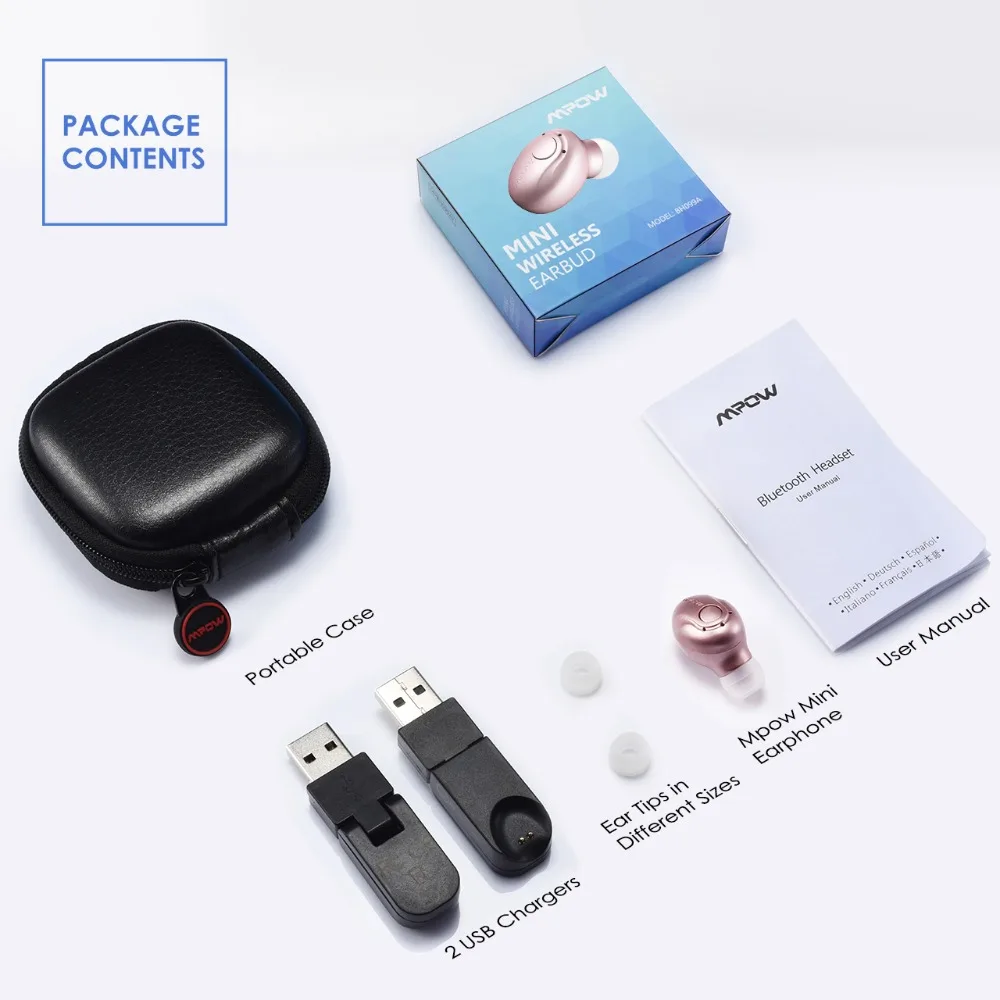 Mpow EM1 мини-вкладыши с одним беспроводным наушником Bluetooth наушники беспроводные