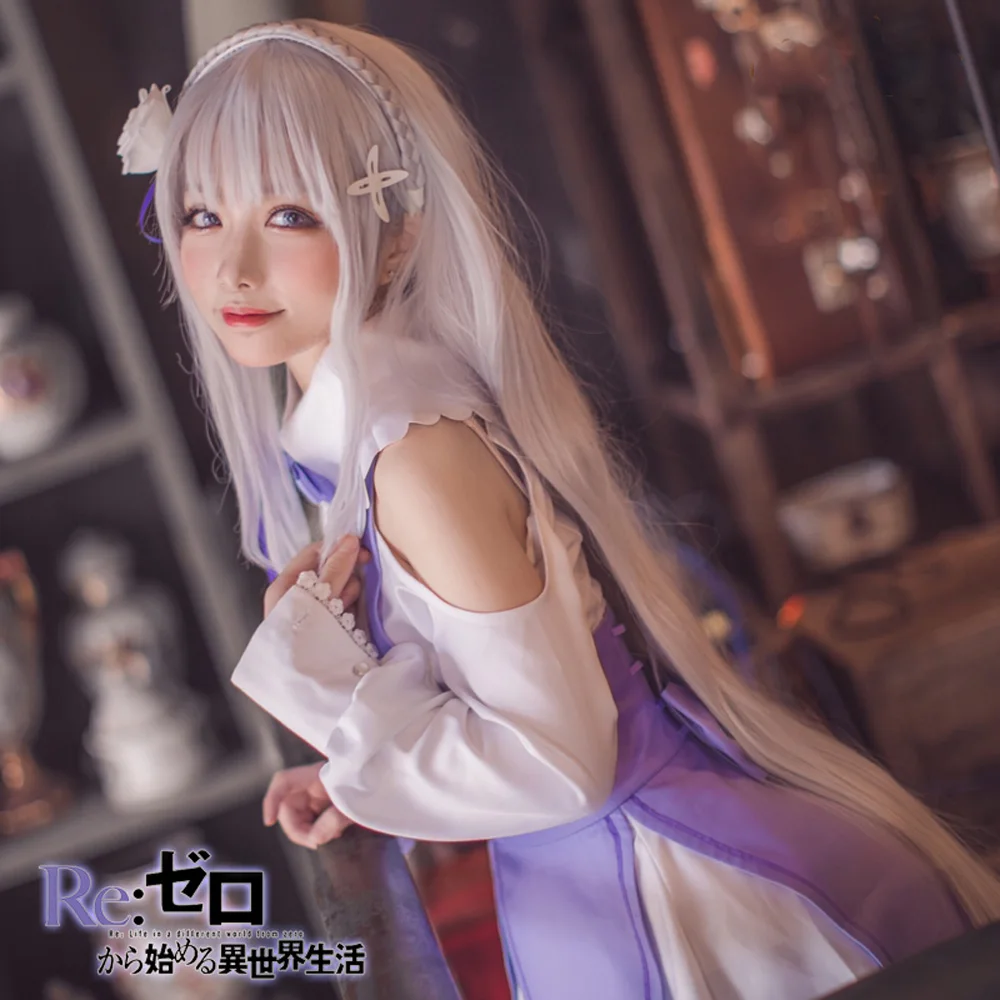 VEVEFHUANG Re Zero Kara Hajimeru Isekai Seikatsu Emilia/платья для косплея парик костюмы Rem Ram женщин и