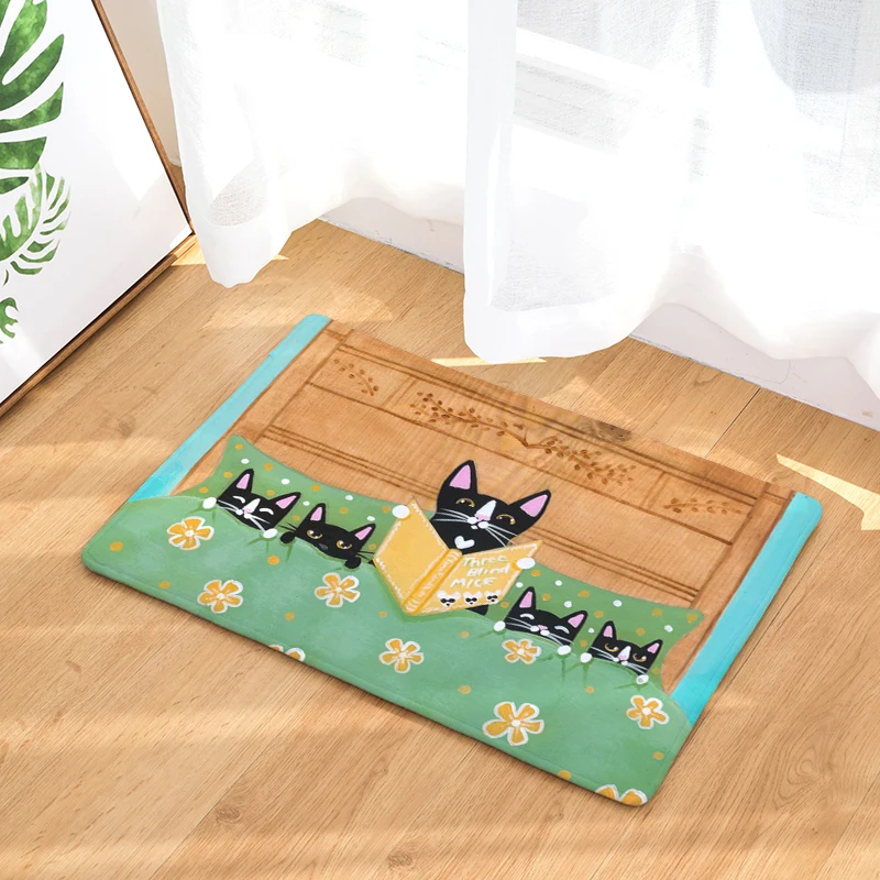 Мультяшный фланелевый ковёр кошачий ежедневный коврик с принтом для гостиной 40x60