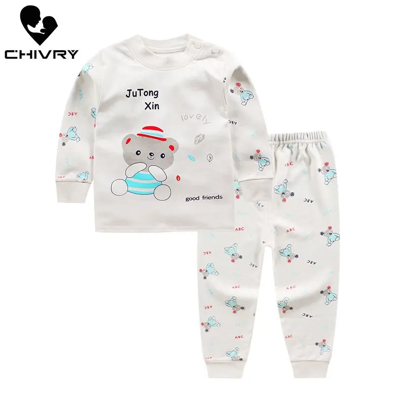 Chivry 100% из хлопка Детский набор пижам для мальчиков с длинными рукавами и