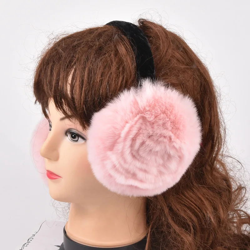 

Rex Rabbit Fur Winter Women Warm rabbit Fur Earmuffs Girl's Earlap Ladie's Plush Ear Muff