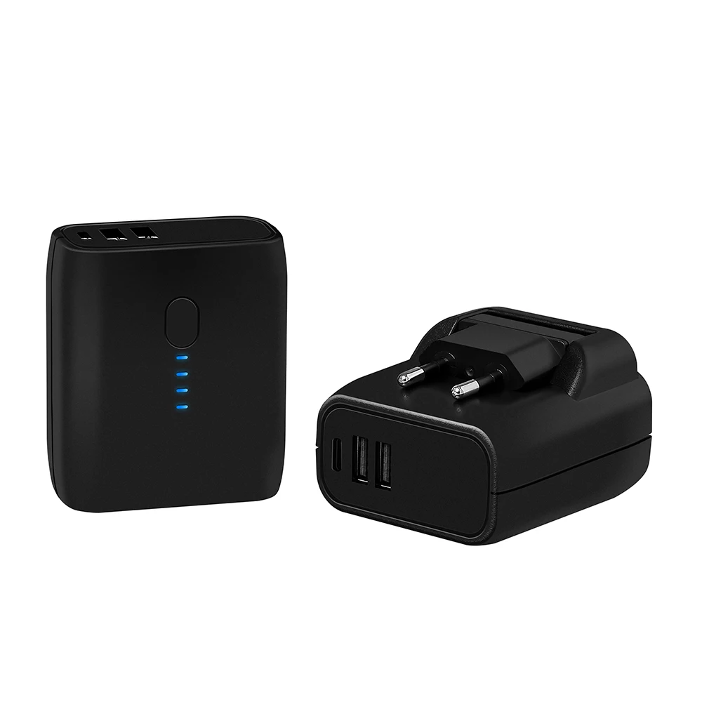 EU/US Foldable Plug 2 in 1 USB Charger Power Bank 5000mah Auto Power Off Fast Charging Powerbank Dual USB External Battery