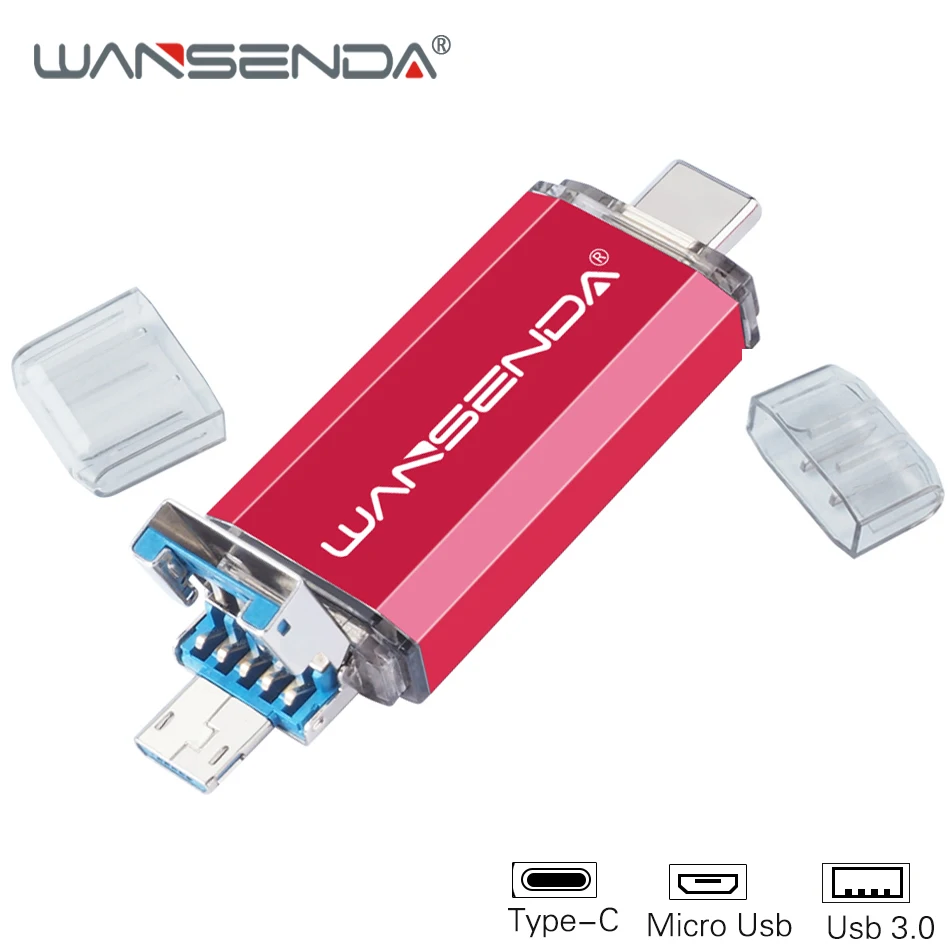 WANSENDA USB 3 0 Type C флеш накопитель 128 ГБ Micro флешка 32 Гб 64 256 512 высокая скорость в 1 OTG