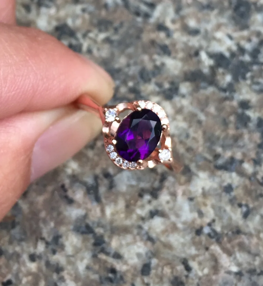 

KJJEAXCMY fine jewelry Silver and purple diamond ring jewelry 2 color optional.