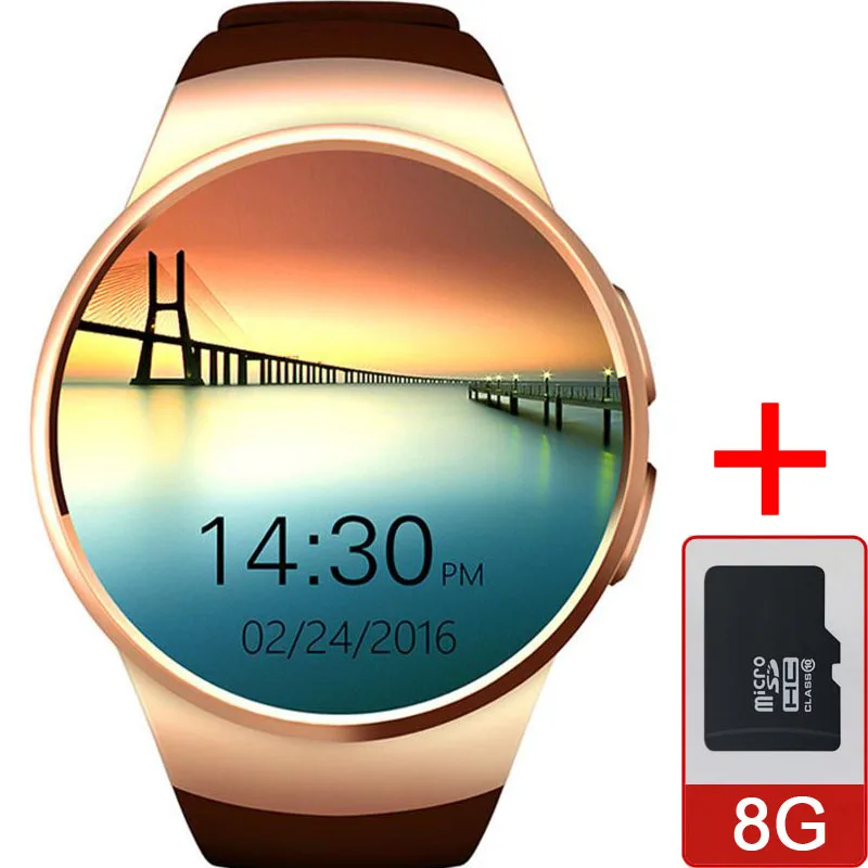 Gold add 8G KW18 Смарт часы подключенные наручные часы для samsung Xiaomi Android Поддержка сердечного ритма монитор вызова Messager Smartwatch телефон - Цвет: Gold add 8G