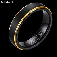 mens womens fashion wedding band tungsten carbide ring black gold lovers party ring 6mm brush finish