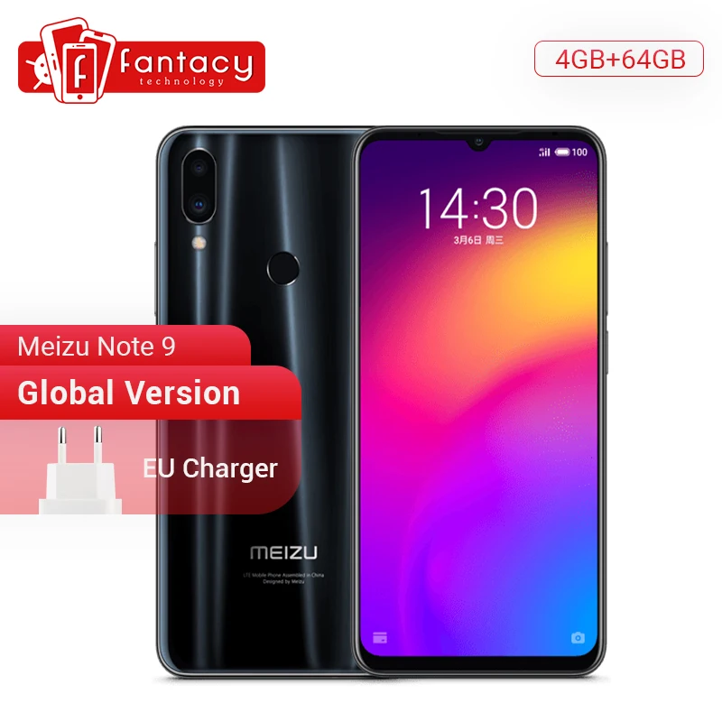 Глобальная версия Meizu Note 9 4 Гб ОЗУ 64 ПЗУ Восьмиядерный процессор Snapdragon 675 6 2 дюйма