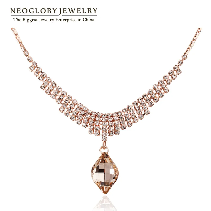 Neoglory австрийские стразы роза Чокеры золотой цвет ожерелья и подвески новинка 2020