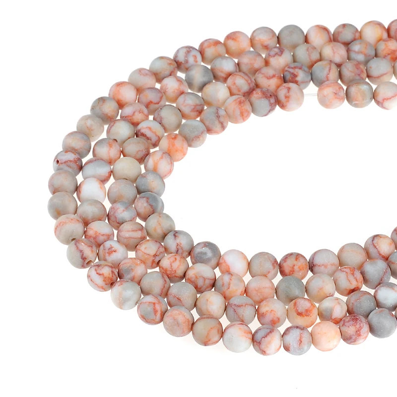 4-12 мм круглые бусины из натурального камня матовые красные сетчатые полосатые 15