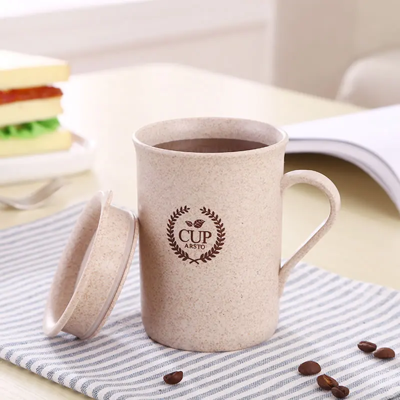 OBR 320 мл кофейные кружки из пшеничного волокна с крышкой портативная чашка