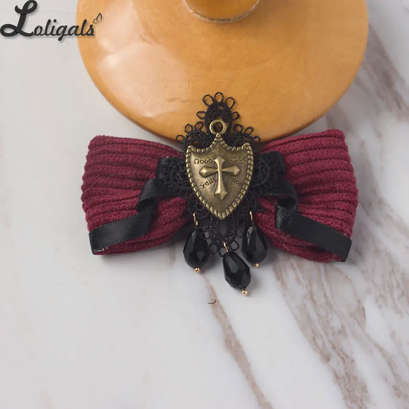 bow hairpin Готический бордовый Лолита головной убор вельвет головные уборы и берет - Цвет: bow hairpin