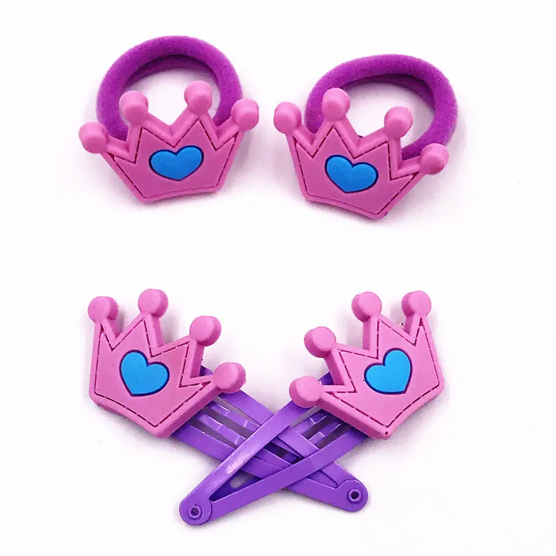 4 шт. цветные резинки для волос в виде короны и сердца новый дизайн из ПВХ заколки
