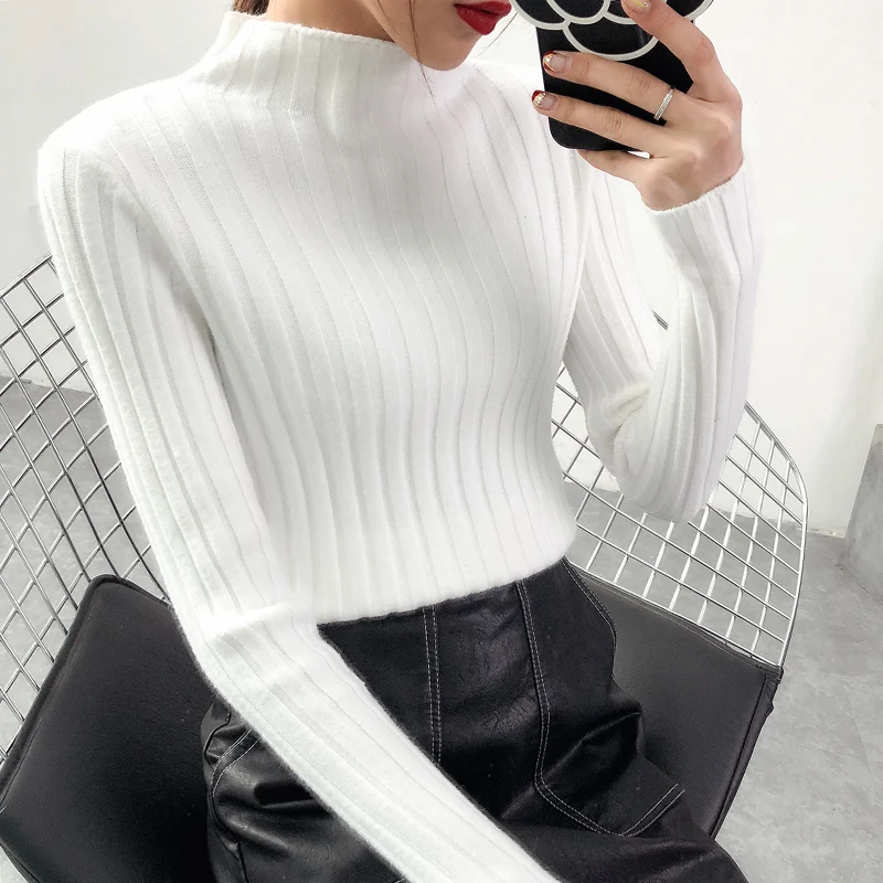 Женский свитер с высоким воротником Pull Femme осенне-зимний тонкий пуловер длинными