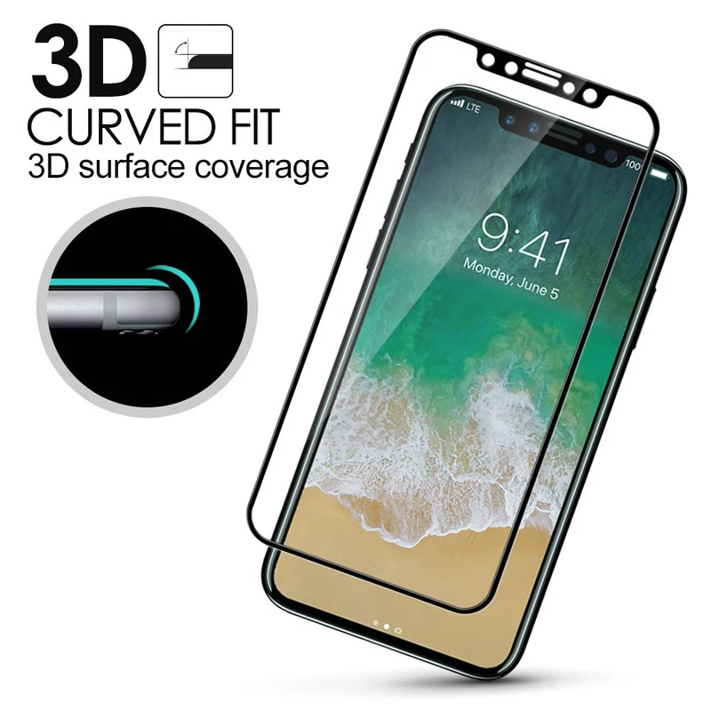3D изогнутый край 4D холодная резьба полное покрытие закаленное стекло для iPhone X 10