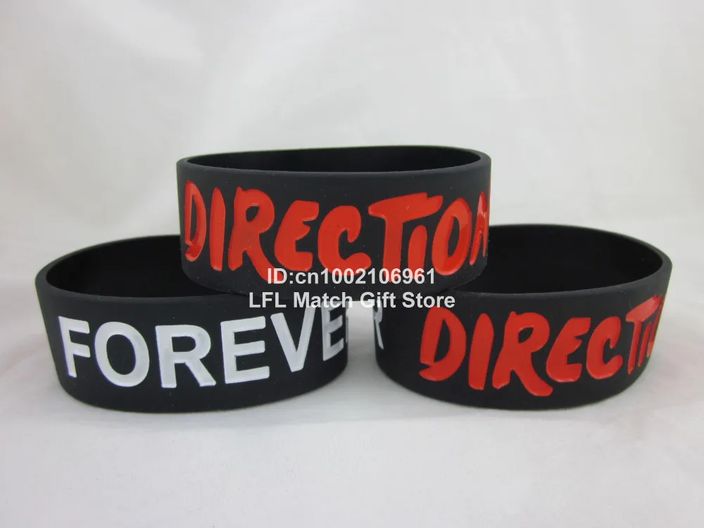 Directioner Forever One Direction bracelet promotion gift filled in colour silicon wristband 50pcs/lot free shipping | Украшения и