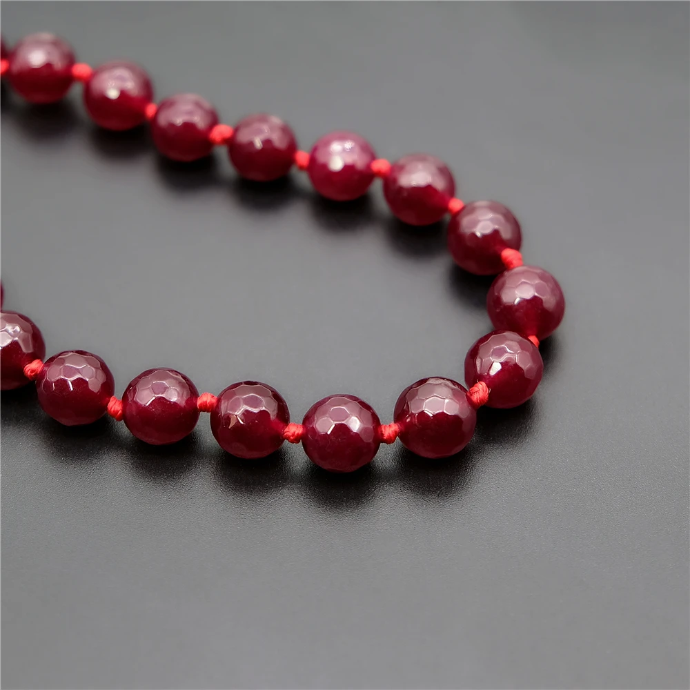 Vintage Classic Natural Stone Jewelry Handmade Simply Deep Red Rubies Beaded Rope Chain Strand Necklace | Украшения и аксессуары