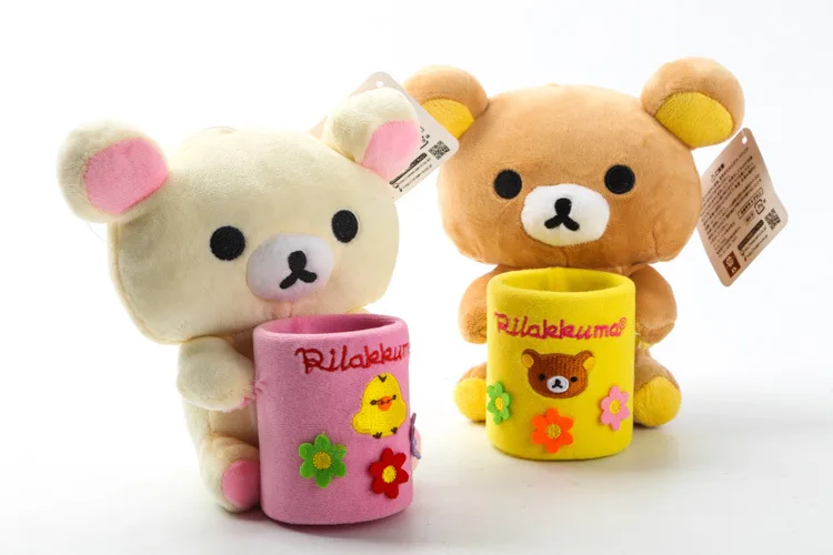 2 шт./лот 18x17 см японский мультфильм Rilakkuma плюшевые игрушки офисные украшения Медведь Мягкий рюкзак стиль животное кукла подарок на день рождения Kawaii