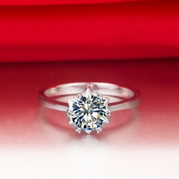 1Ct цельное золото 750 Снежный хлопья стиль Пасьянс тонкий Сертифицированный