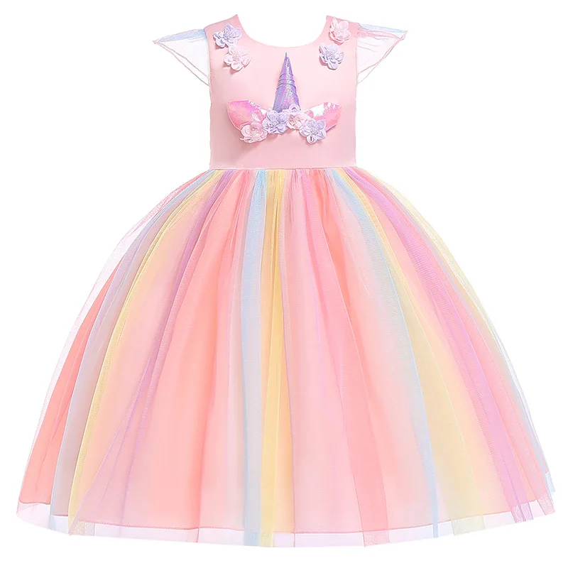 Платье принцессы для девочек платье-пачка платье маленьких с единорогом детское