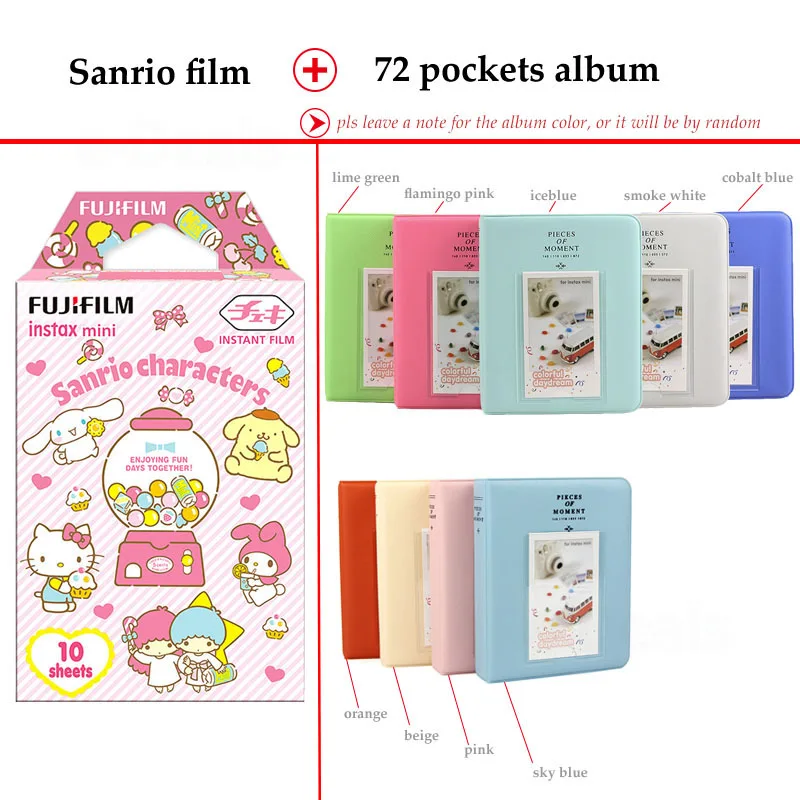 Fujifilm Instax Мини пленка Sanrio 10 листов для Instax Mini 9 8+ 7 s 70 90 25 мгновенный Polariod камера принтер для смартфонов SP-2 1 - Цвет: Film and 72P Album
