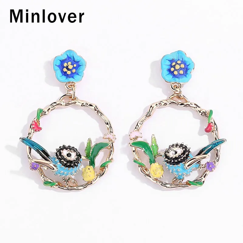 Женские весенние романтические серьги Minlover синие металлические Mori милые