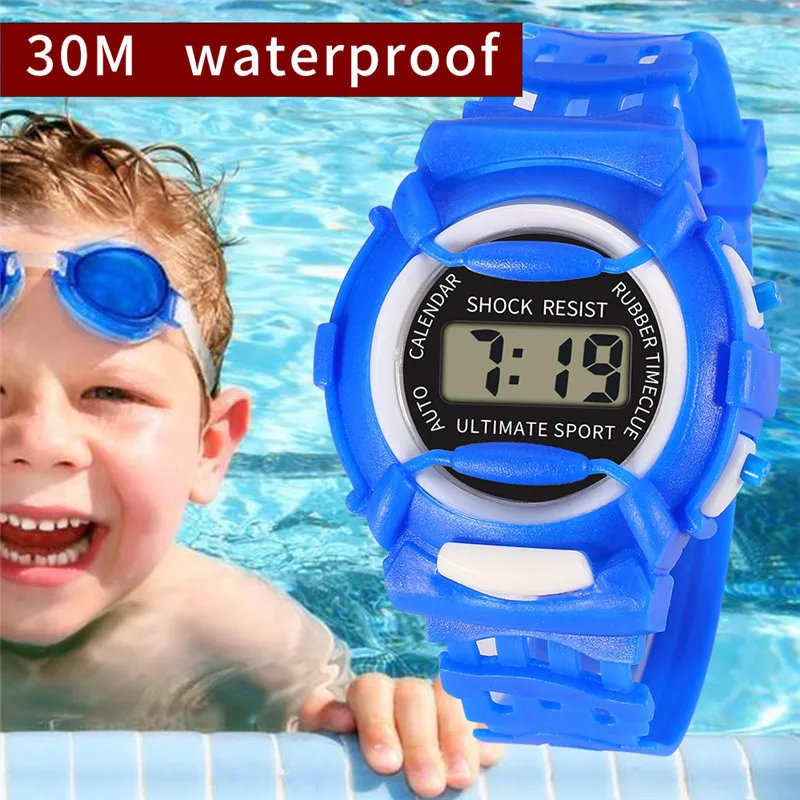 Детские цифровые водонепроницаемые часы для мальчиков и девочек электронные