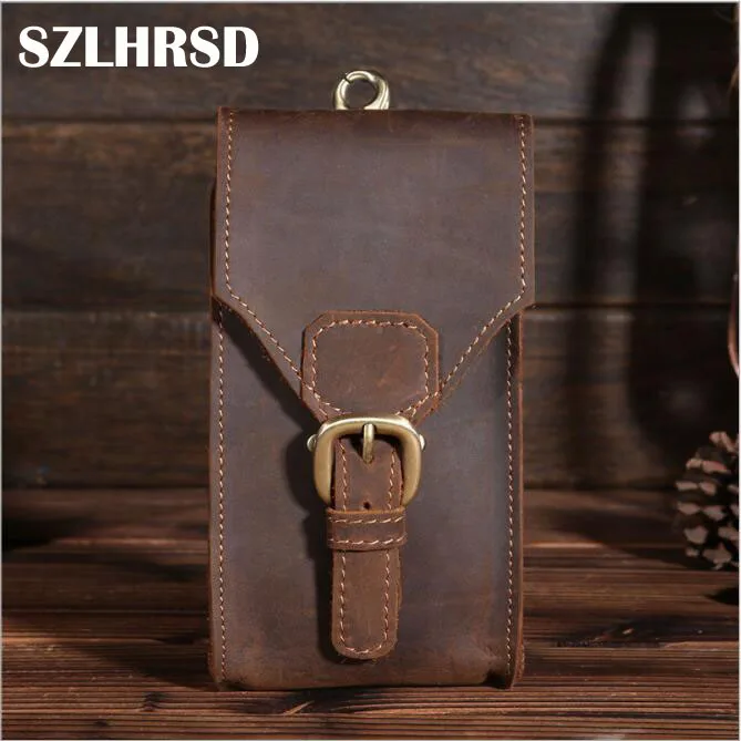 Genuine Leather Mobile Phone Cover Case Pocket Hip Belt Pack Waist Bag Father Gift for Samsung Galaxy A3 A5 A7 A6 A8 2017 2016