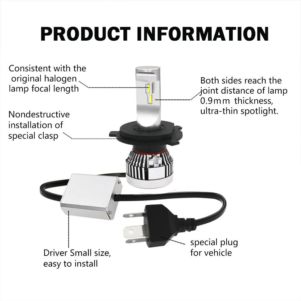 2*60W Canbus H1 H4 H7 H8 9005 H11 PSX24W Led Car Truck DIY Headlight Kits Automobile Bulb With ZES II LumiledsLUXEON Chip Lamps |