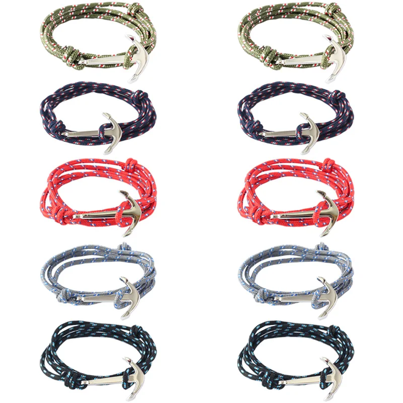 

10 шт./лот QingGear созданный вручную из Паракорда регулируемый браслет якоря с подвеской якоря Тактический Аварийный Браслет