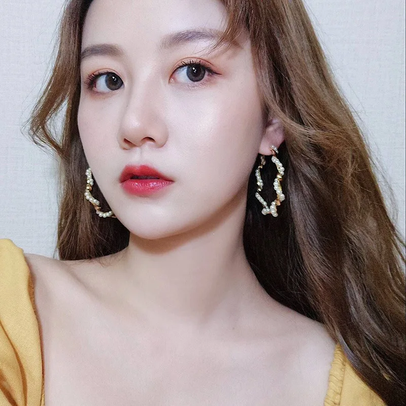 New Arrival Fashion Classic Metal Round Women Korean Personality Simple Circle Pearl Earrings For Female Jewelry | Украшения и