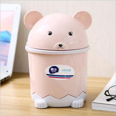 Pink Настольный портативный мини-мусорный ящик для хранения, откидной контейнер для мусора, Мультяшные мусорные ящики, домашний мусорный бак, мусорная корзина, баррель для мелочей - Цвет: Pink