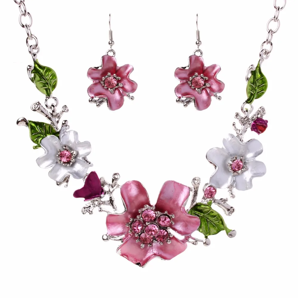 Женский ювелирный комплект из колье и серёг серебристого цвета|jewelry sets for women|jewelry