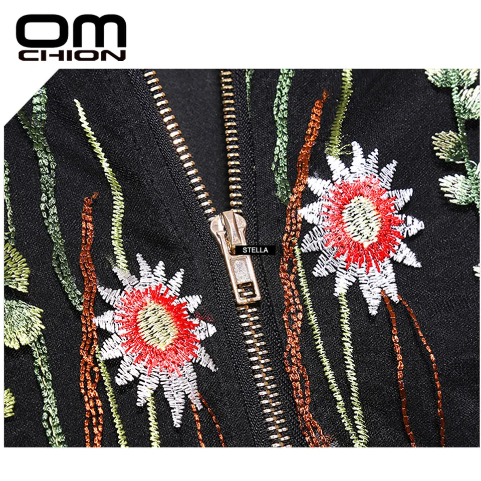 OMCHION 2019 новый весенний кардиган с круглым вырезом цветочной вышивкой куртка