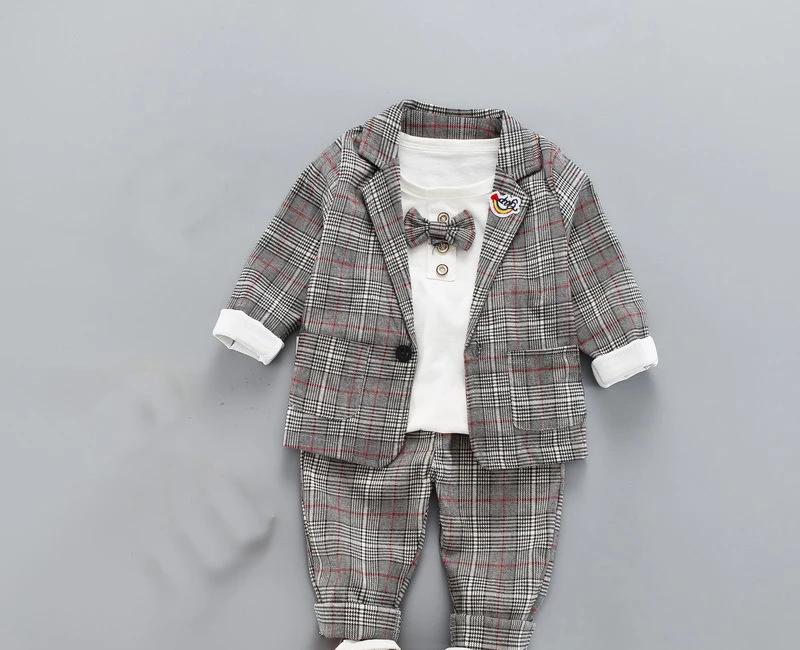 Dollplus/Детские костюмы для мальчиков на свадьбу; комплект из 3 предметов; Костюм Джентльмена для мальчиков; Праздничная детская одежда для свадьбы; элегантные вечерние костюмы для мальчиков - Цвет: red