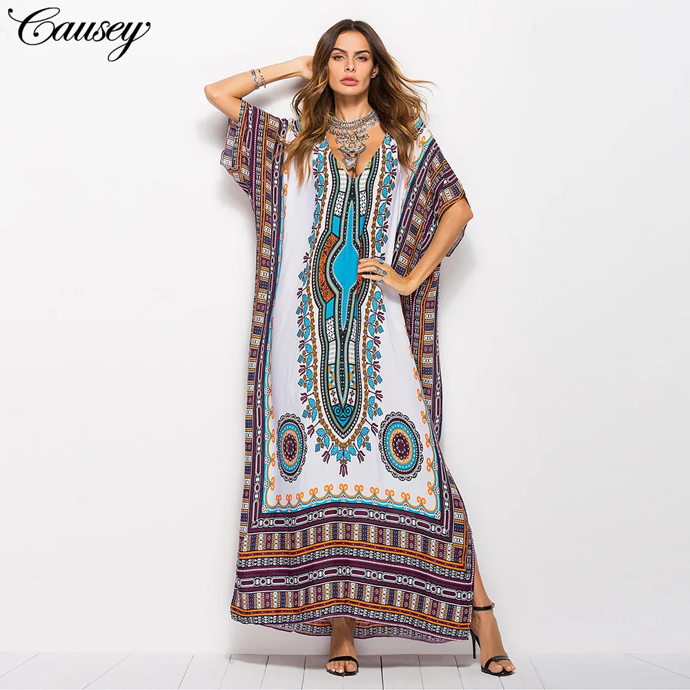 Bloomhawk2018 spring women's dress large size fast selling popular style south American wind printing leisure | Женская одежда