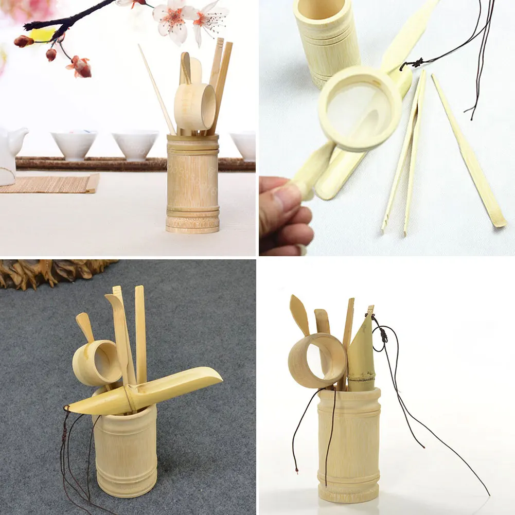 6 шт. чайная церемония набор посуды бамбуковая ложка зажим ситечко Tong | Дом и сад