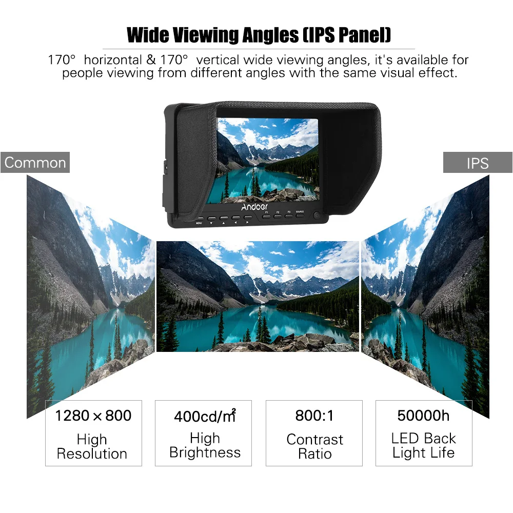 Andoer AD 702 7 дюймов ультратонкий HD монитор 1280x800 IPS экран Камера полевой высокое