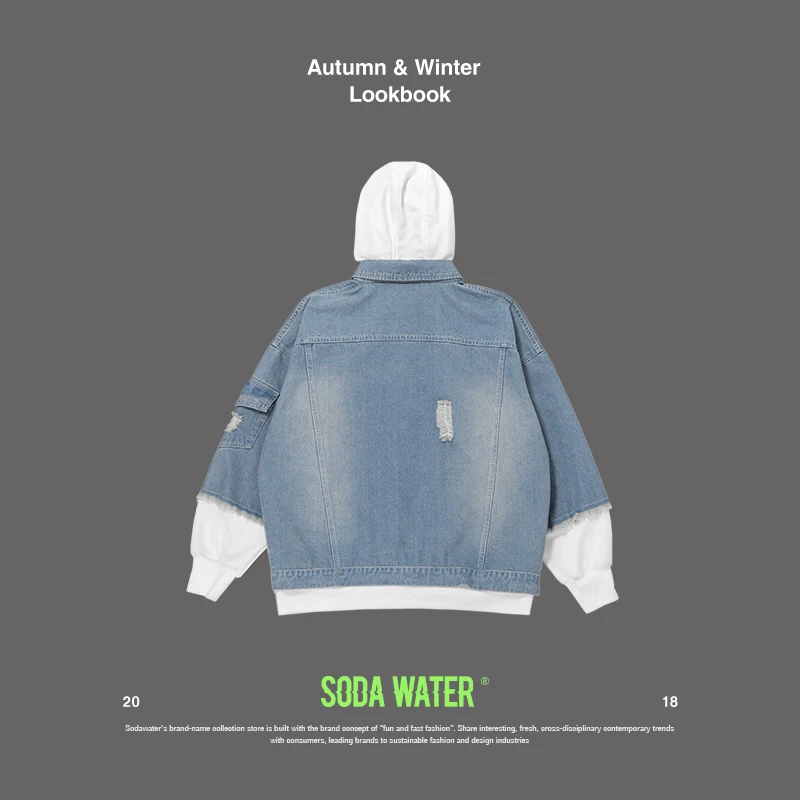 Газированной воды бренд внешней мужской моды джинсовая куртка со съемным